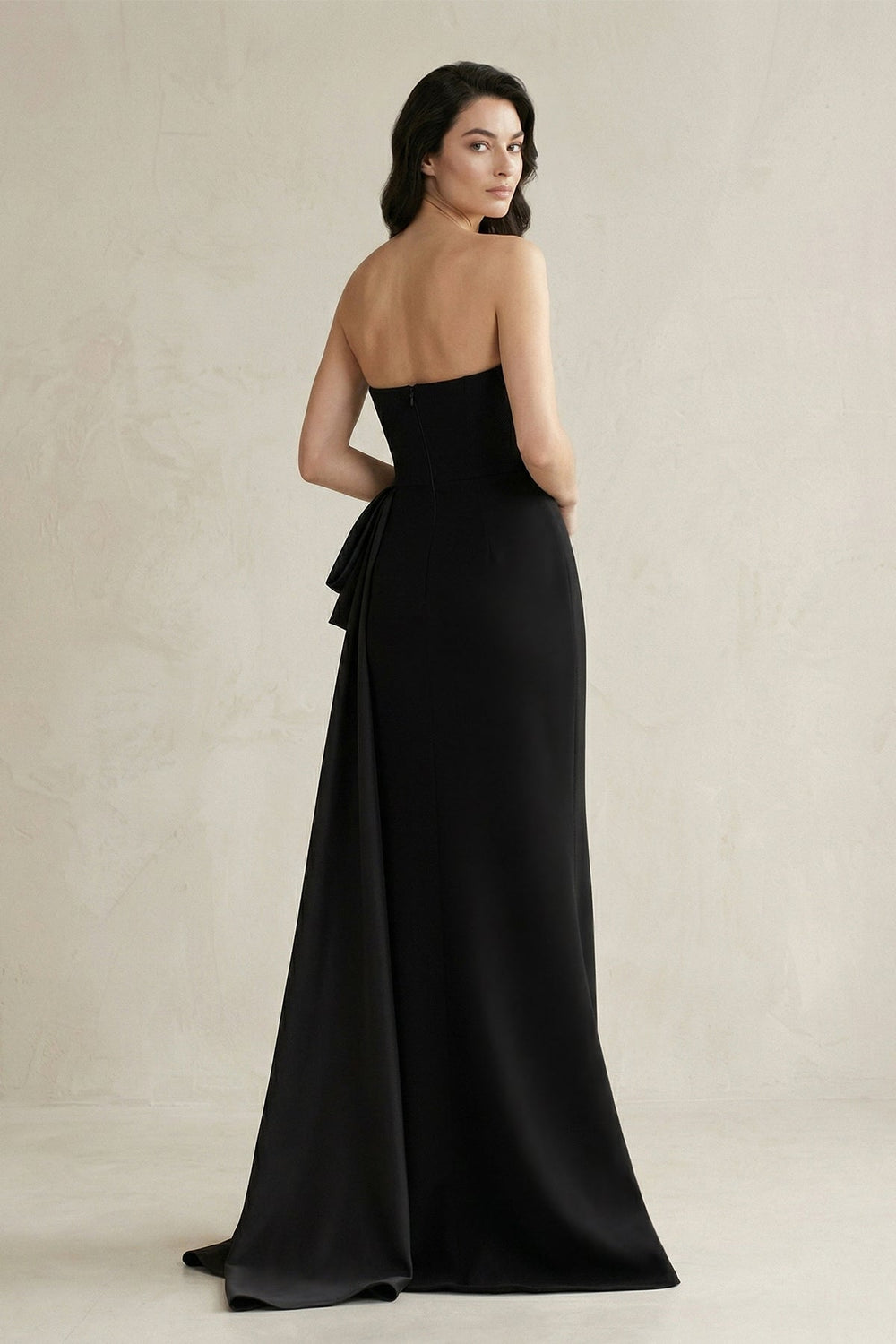 Sweetheart Satin Sheath Pleated Wedding Dress in Black - KISS BRIDAL Wedding Dresses