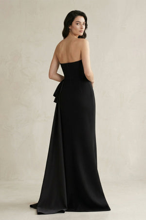 Sweetheart Satin Sheath Pleated Wedding Dress in Black - SHE IS ME Wedding Dresses
