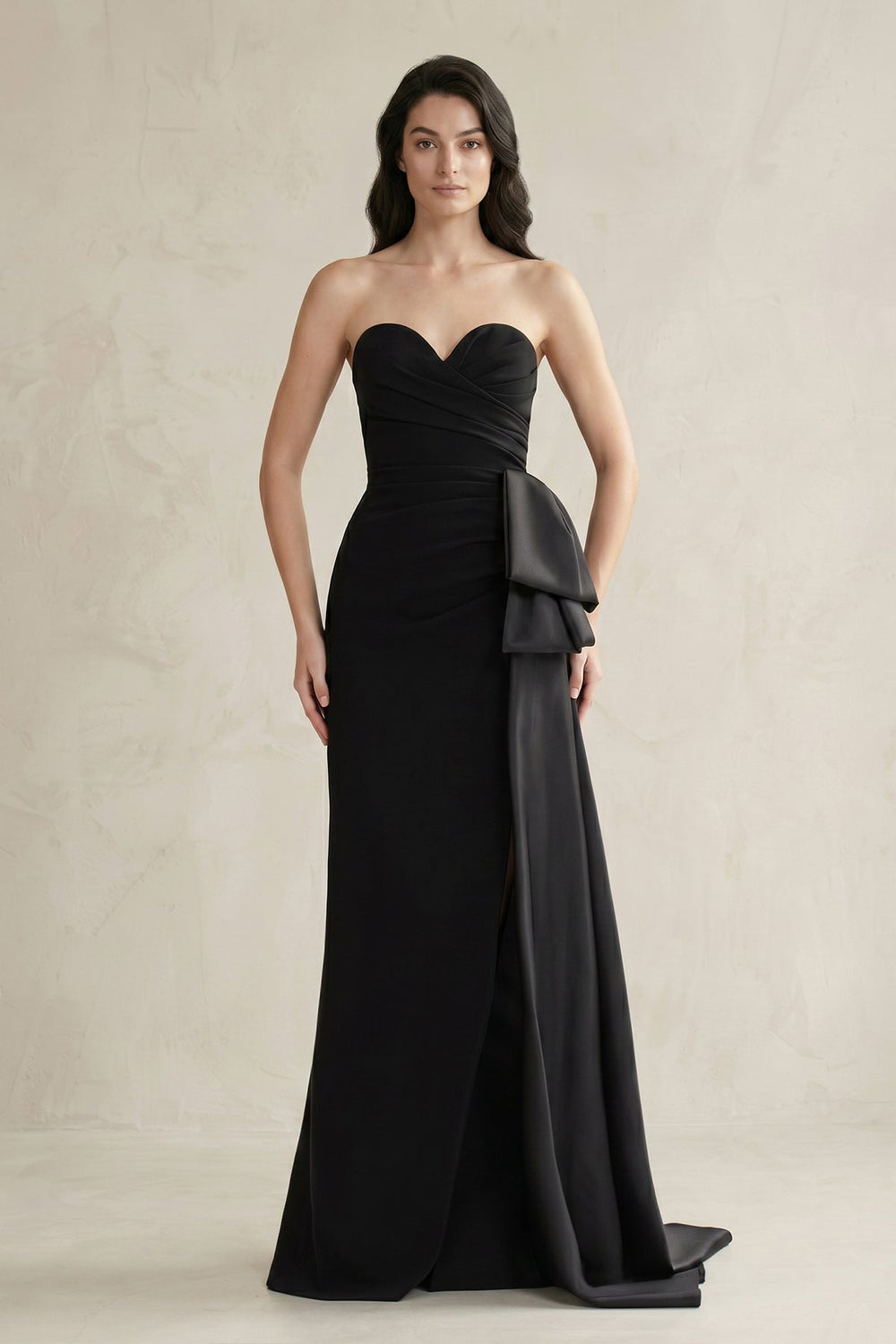 Sweetheart Satin Sheath Pleated Wedding Dress in Black - KISS BRIDAL Wedding Dresses