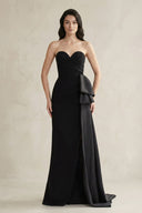 Sweetheart Satin Sheath Pleated Wedding Dress in Black - SHE IS ME Wedding Dresses