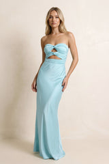 Sweetheart Sheath Maxi Dress With Cutout in Aqua - KISS BRIDAL PROM DRESSES