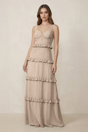 Sweetheart Tiered A - Line Chiffon Bridesmaid Dress in Almond - SHE IS ME Bridesmaid Dresses