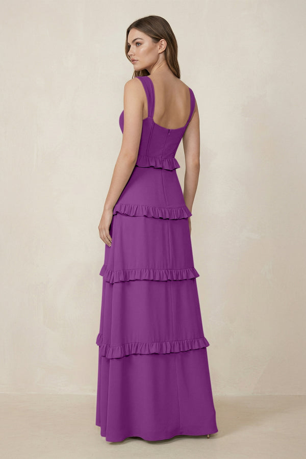 Sweetheart Tiered A - Line Chiffon Bridesmaid Dress in Amethyst - SHE IS ME Bridesmaid Dresses