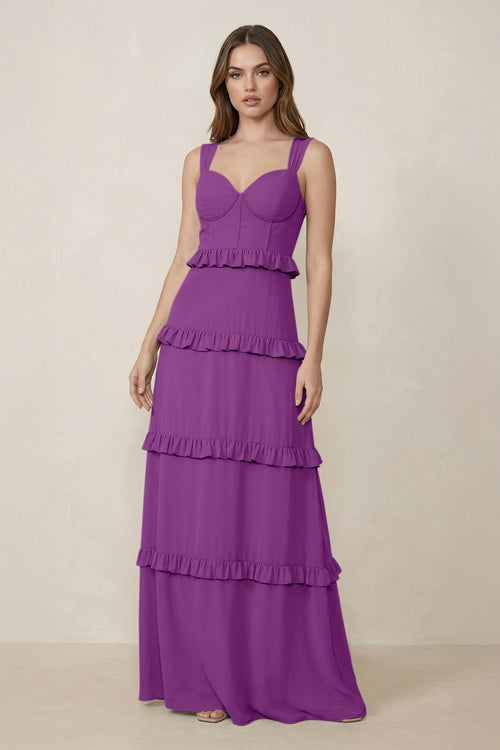 Sweetheart Tiered A - Line Chiffon Bridesmaid Dress in Amethyst - SHE IS ME Bridesmaid Dresses