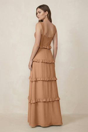 Sweetheart Tiered A - Line Chiffon Bridesmaid Dress in Bronzer - SHE IS ME Bridesmaid Dresses
