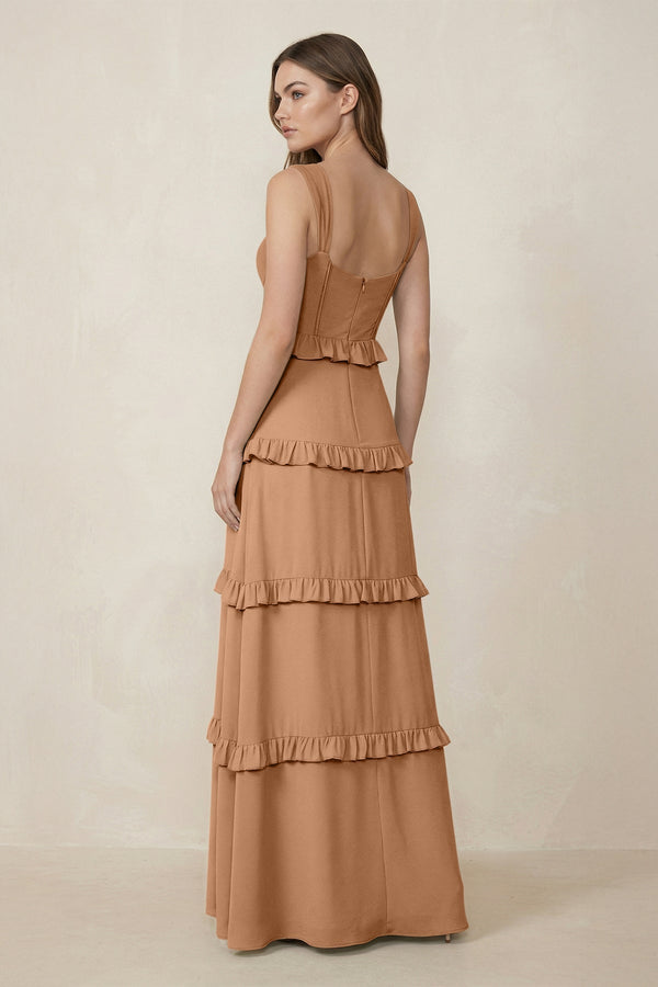Sweetheart Tiered A - Line Chiffon Bridesmaid Dress in Bronzer - SHE IS ME Bridesmaid Dresses