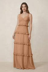 Sweetheart Tiered A - Line Chiffon Bridesmaid Dress in Bronzer - KISS BRIDAL Bridesmaid Dresses