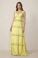 Sweetheart Tiered A - Line Chiffon Bridesmaid Dress in Buttercup - KISS BRIDAL Bridesmaid Dresses