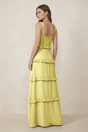 Sweetheart Tiered A - Line Chiffon Bridesmaid Dress in Buttercup - SHE IS ME Bridesmaid Dresses