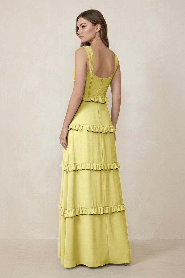 Sweetheart Tiered A - Line Chiffon Bridesmaid Dress in Buttercup - SHE IS ME Bridesmaid Dresses