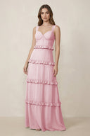 Sweetheart Tiered A - Line Chiffon Bridesmaid Dress in Candy Pink - SHE IS ME Bridesmaid Dresses