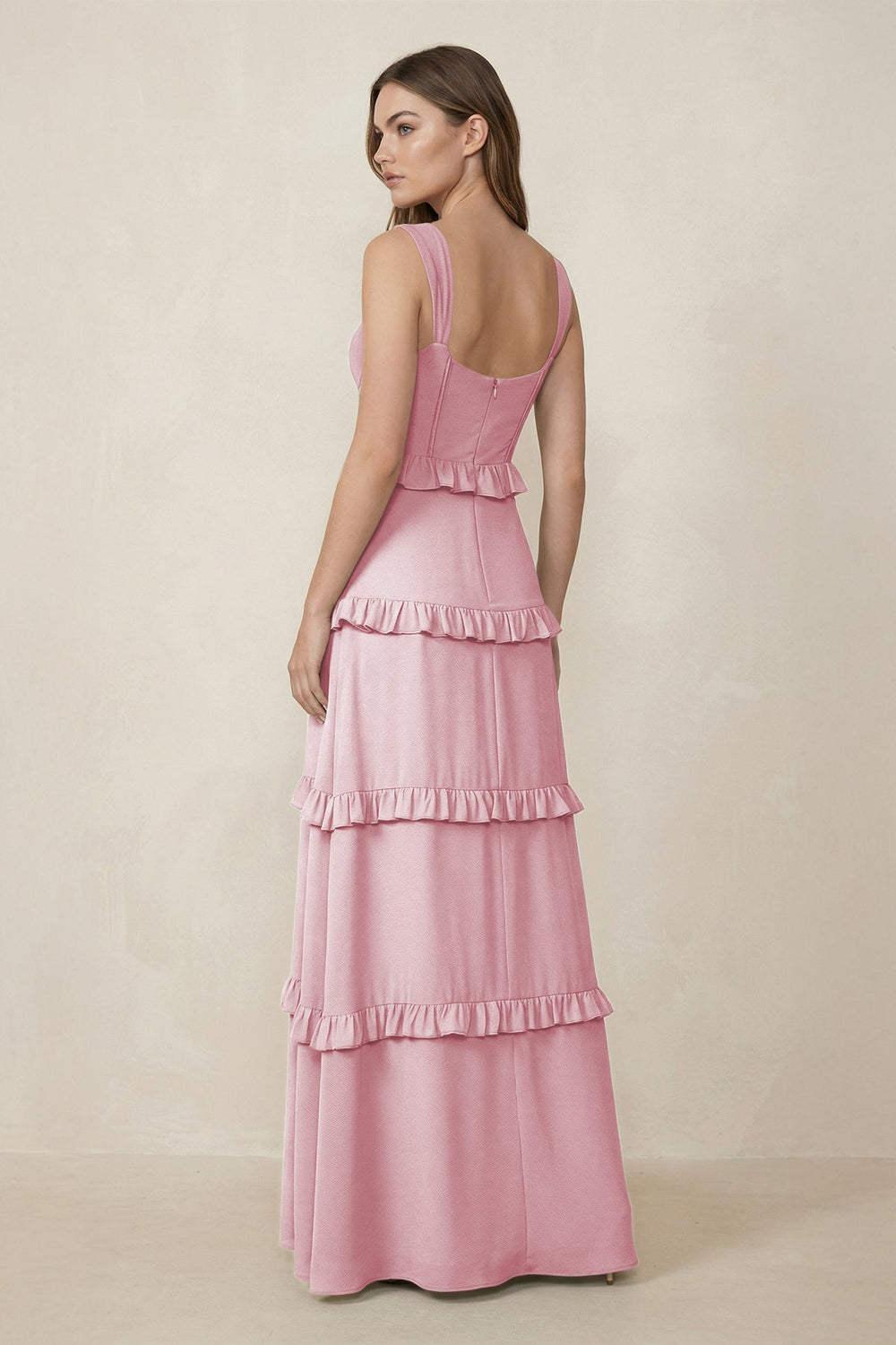 Sweetheart Tiered A - Line Chiffon Bridesmaid Dress in Candy Pink - SHE IS ME Bridesmaid Dresses