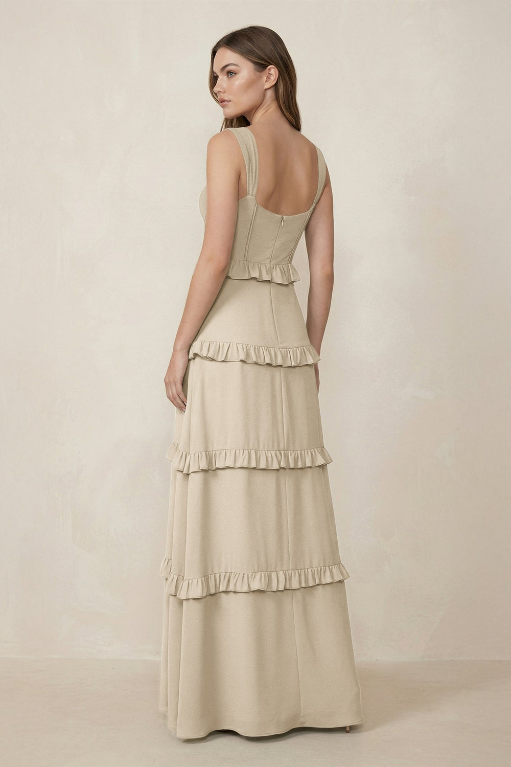 Sweetheart Tiered A - Line Chiffon Bridesmaid Dress in Champagne - KISS BRIDAL Bridesmaid Dresses