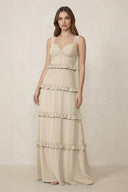 Sweetheart Tiered A - Line Chiffon Bridesmaid Dress in Champagne - SHE IS ME Bridesmaid Dresses