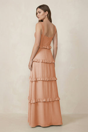Sweetheart Tiered A - Line Chiffon Bridesmaid Dress in Champagne Rose - SHE IS ME Bridesmaid Dresses