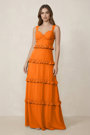Sweetheart Tiered A - Line Chiffon Bridesmaid Dress in Cinnamon - SHE IS ME Bridesmaid Dresses