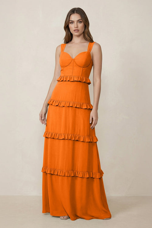 Sweetheart Tiered A - Line Chiffon Bridesmaid Dress in Cinnamon - SHE IS ME Bridesmaid Dresses