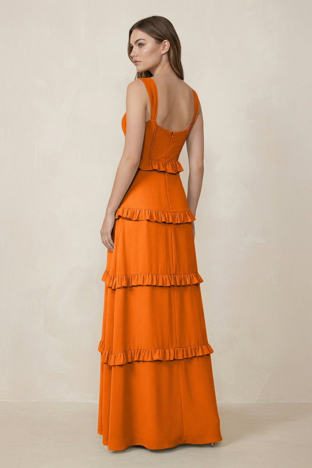 Sweetheart Tiered A - Line Chiffon Bridesmaid Dress in Cinnamon - SHE IS ME Bridesmaid Dresses