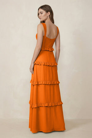 Sweetheart Tiered A - Line Chiffon Bridesmaid Dress in Cinnamon - SHE IS ME Bridesmaid Dresses
