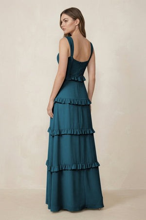 Sweetheart Tiered A - Line Chiffon Bridesmaid Dress in Dark Teal - SHE IS ME Bridesmaid Dresses