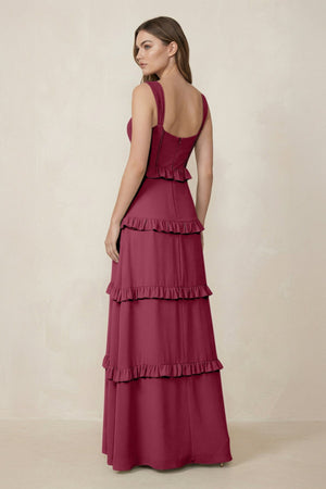 Sweetheart Tiered A - Line Chiffon Bridesmaid Dress in Desert Rose - SHE IS ME Bridesmaid Dresses