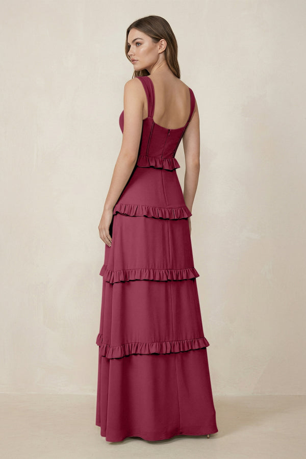 Sweetheart Tiered A - Line Chiffon Bridesmaid Dress in Desert Rose - SHE IS ME Bridesmaid Dresses