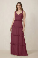 Sweetheart Tiered A-Line Chiffon Bridesmaid Dress in Desert Rose | KISSBRIDAL