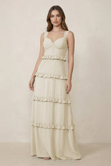 Sweetheart Tiered A - Line Chiffon Bridesmaid Dress in Dove Gray - KISS BRIDAL Bridesmaid Dresses