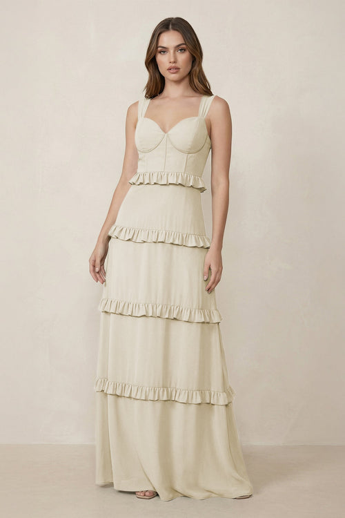 Sweetheart Tiered A - Line Chiffon Bridesmaid Dress in Dove Gray - SHE IS ME Bridesmaid Dresses