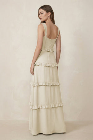 Sweetheart Tiered A - Line Chiffon Bridesmaid Dress in Dove Gray - SHE IS ME Bridesmaid Dresses