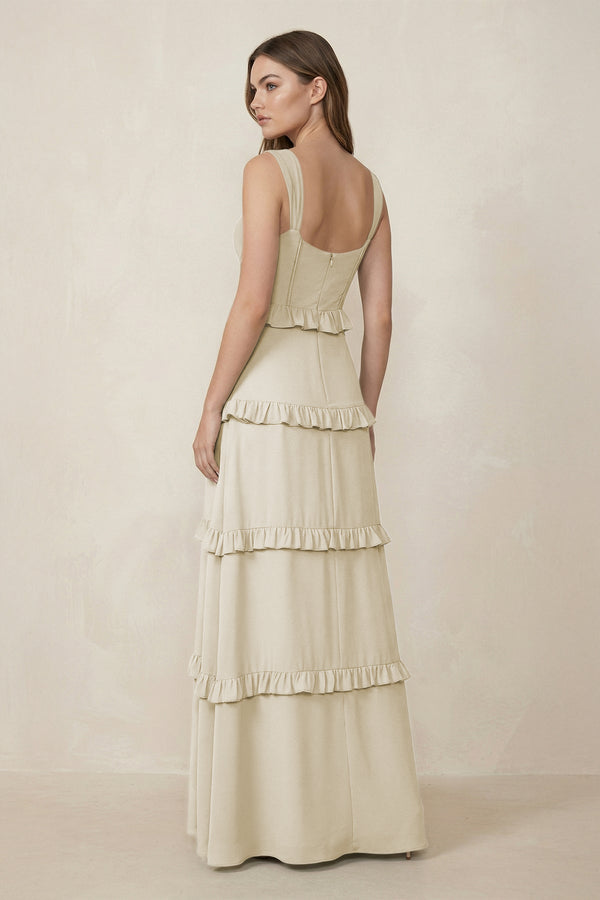 Sweetheart Tiered A - Line Chiffon Bridesmaid Dress in Dove Gray - SHE IS ME Bridesmaid Dresses