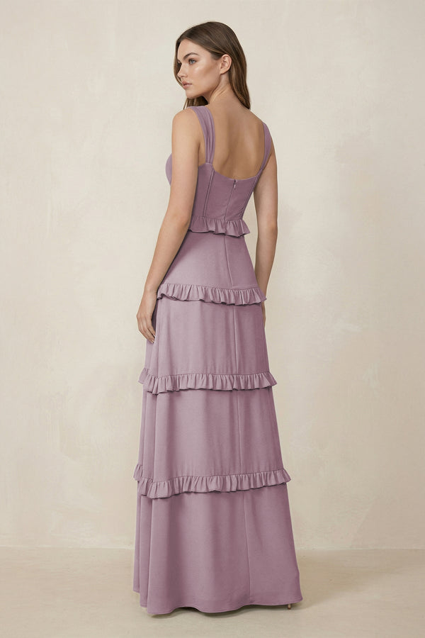 Sweetheart Tiered A - Line Chiffon Bridesmaid Dress in Dusk - SHE IS ME Bridesmaid Dresses