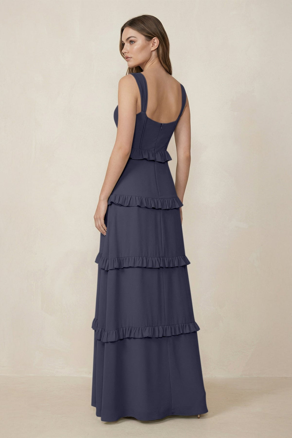 Sweetheart Tiered A - Line Chiffon Bridesmaid Dress in Dusk Blue - KISS BRIDAL Bridesmaid Dresses