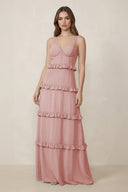 Sweetheart Tiered A - Line Chiffon Bridesmaid Dress in Dusty Rose - SHE IS ME Bridesmaid Dresses