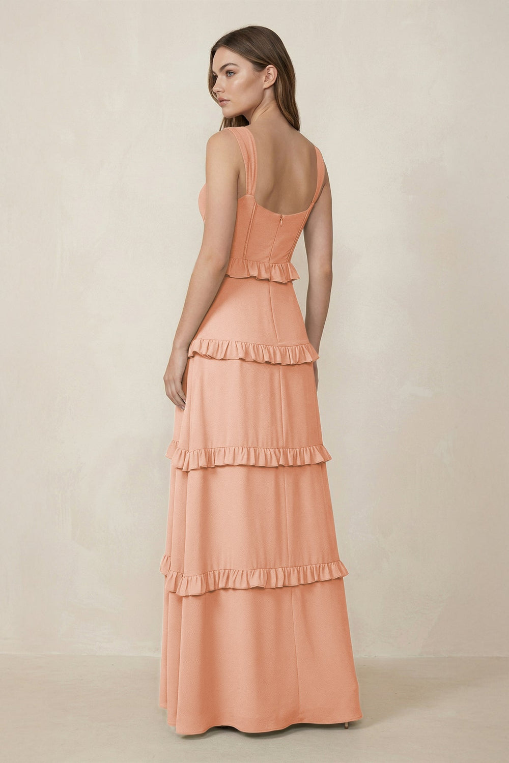Sweetheart Tiered A - Line Chiffon Bridesmaid Dress in English Rose - SHE IS ME Bridesmaid Dresses