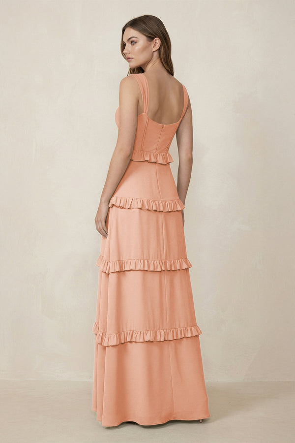 Sweetheart Tiered A - Line Chiffon Bridesmaid Dress in English Rose - SHE IS ME Bridesmaid Dresses