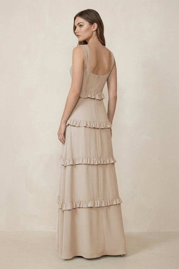 Sweetheart Tiered A - Line Chiffon Bridesmaid Dress in Frost - SHE IS ME Bridesmaid Dresses