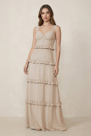 Sweetheart Tiered A - Line Chiffon Bridesmaid Dress in Frost - SHE IS ME Bridesmaid Dresses