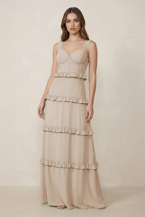 Sweetheart Tiered A - Line Chiffon Bridesmaid Dress in Frost - SHE IS ME Bridesmaid Dresses