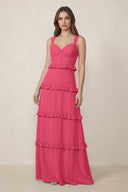 Sweetheart Tiered A - Line Chiffon Bridesmaid Dress in Fuchsia - SHE IS ME Bridesmaid Dresses