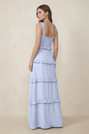 Sweetheart Tiered A - Line Chiffon Bridesmaid Dress in Ice - SHE IS ME Bridesmaid Dresses