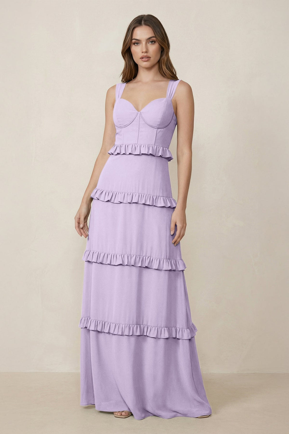 Sweetheart Tiered A - Line Chiffon Bridesmaid Dress in Lavender - KISS BRIDAL Bridesmaid Dresses