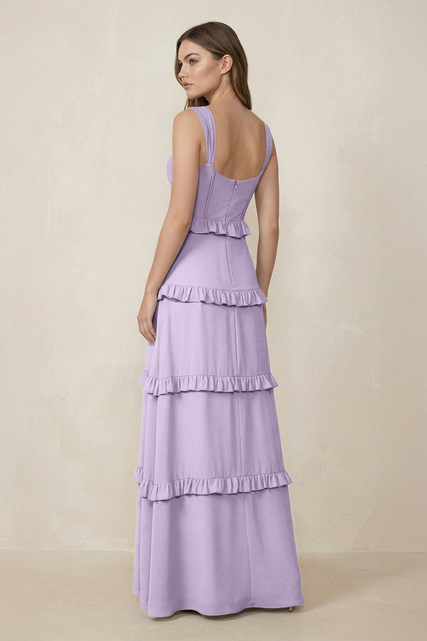 Sweetheart Tiered A - Line Chiffon Bridesmaid Dress in Lavender - SHE IS ME Bridesmaid Dresses