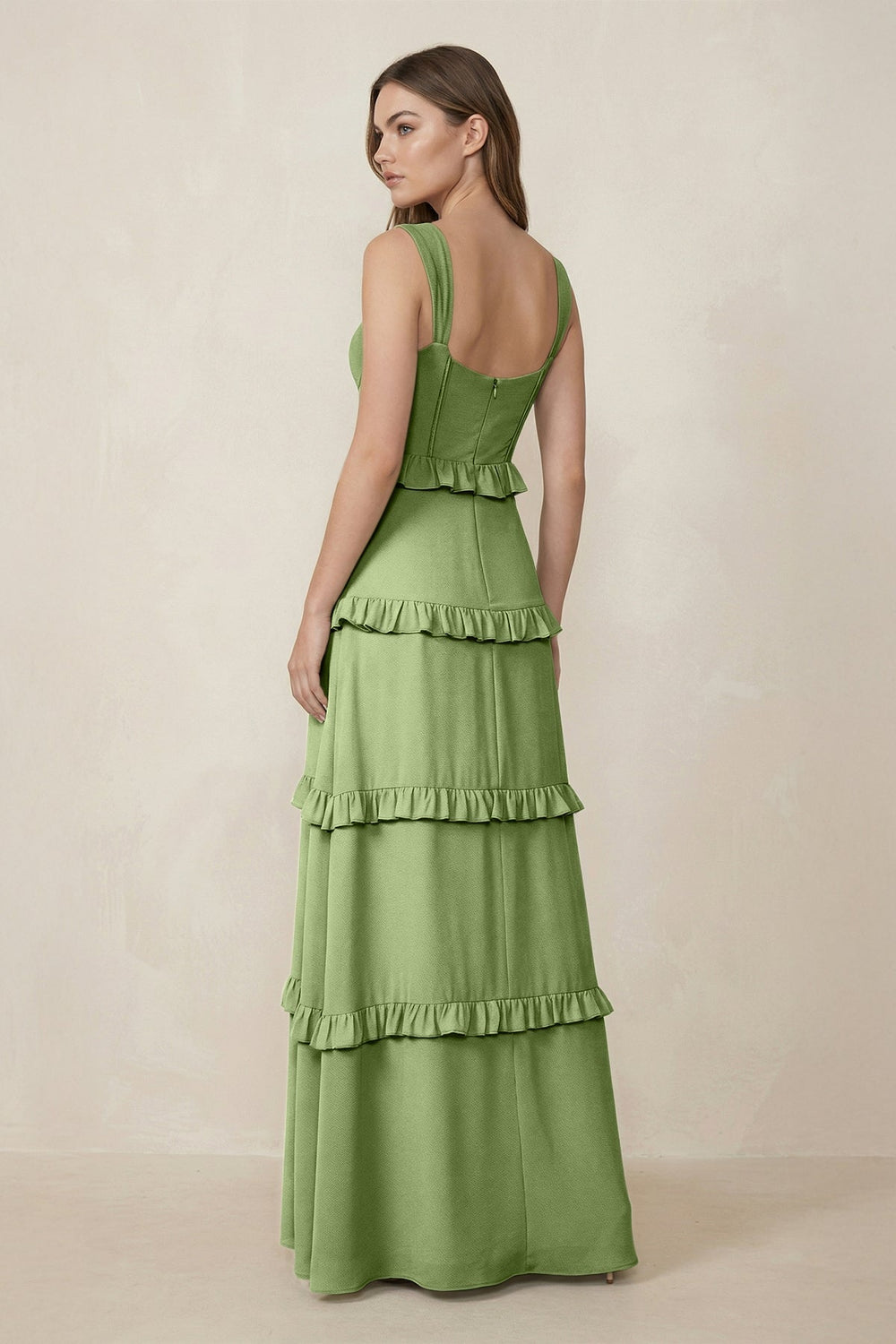 Sweetheart Tiered A - Line Chiffon Bridesmaid Dress in Matcha - SHE IS ME Bridesmaid Dresses