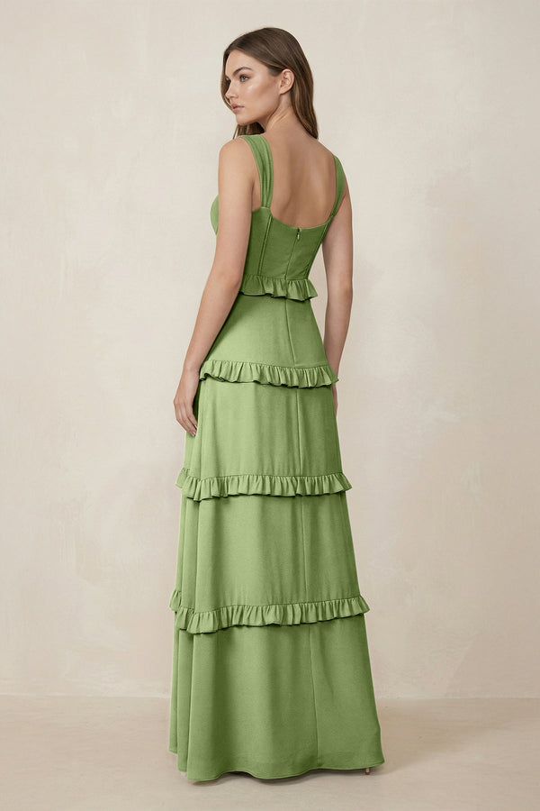 Sweetheart Tiered A - Line Chiffon Bridesmaid Dress in Matcha - SHE IS ME Bridesmaid Dresses