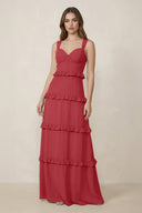 Sweetheart Tiered A - Line Chiffon Bridesmaid Dress in Merlot - SHE IS ME Bridesmaid Dresses