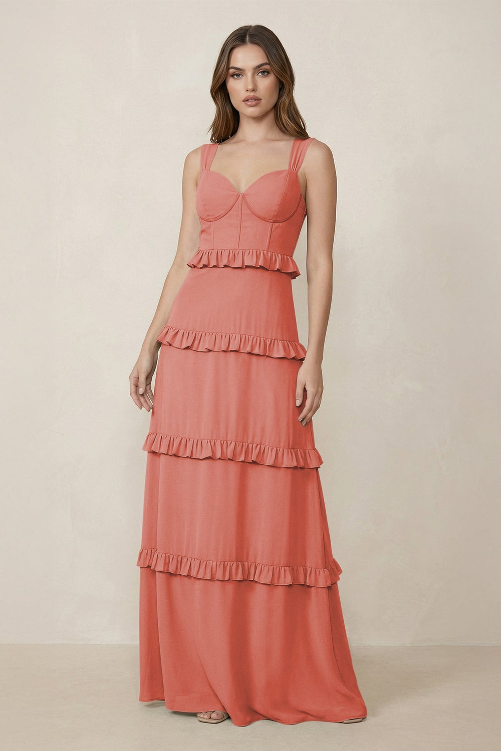Sweetheart Tiered A - Line Chiffon Bridesmaid Dress in Mulberry - SHE IS ME Bridesmaid Dresses