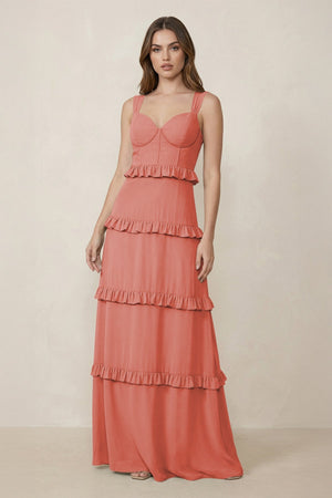 Sweetheart Tiered A - Line Chiffon Bridesmaid Dress in Mulberry - SHE IS ME Bridesmaid Dresses