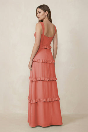 Sweetheart Tiered A - Line Chiffon Bridesmaid Dress in Mulberry - SHE IS ME Bridesmaid Dresses