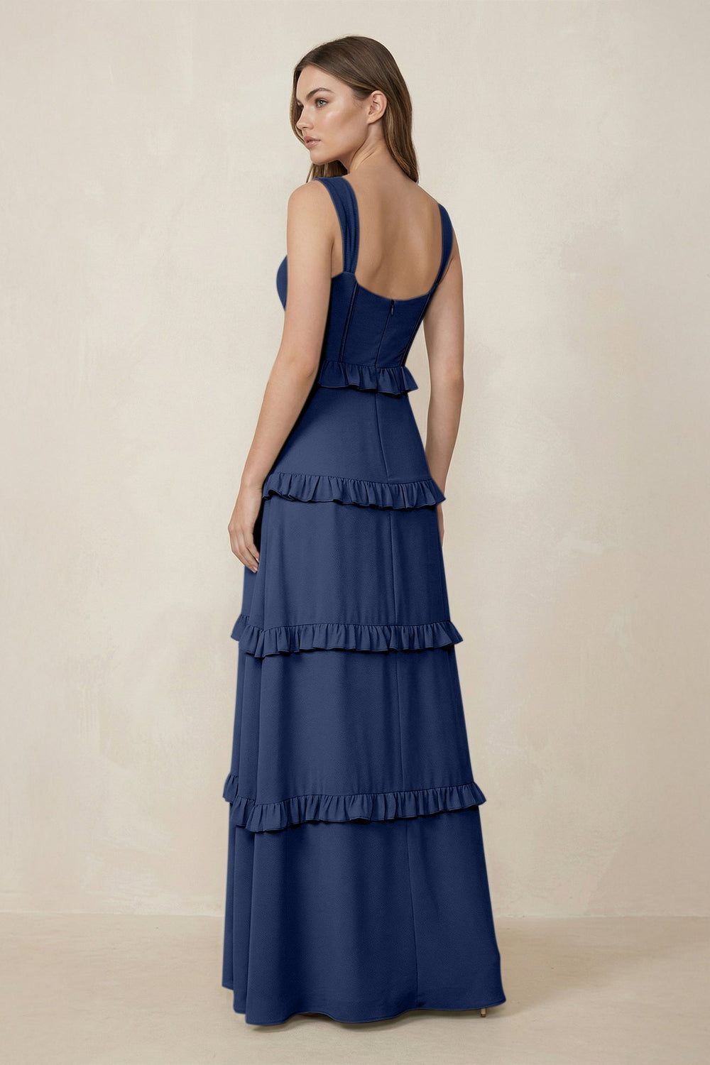 Sweetheart Tiered A - Line Chiffon Bridesmaid Dress in Navy - KISS BRIDAL Bridesmaid Dresses
